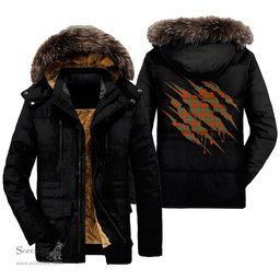 ScotsTee Shop Scottish MacGregor Ancient Clan Tartan Scratch Tartan Faux Fur Hooded Parka Jacket