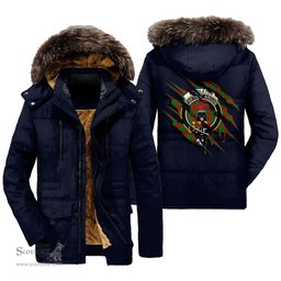 ScotsTee Shop Scottish Middleton Modern Clan Crest Tartan Scratch Tartan Faux Fur Hooded Parka Jacket
