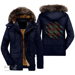 ScotsTee Shop Scottish MacDiarmid Modern Clan Tartan Scratch Tartan Faux Fur Hooded Parka Jacket