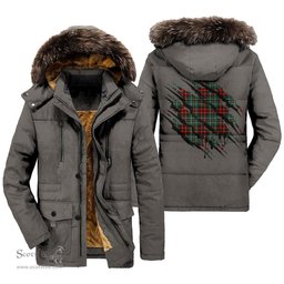 ScotsTee Shop Scottish MacDiarmid Modern Clan Tartan Scratch Tartan Faux Fur Hooded Parka Jacket