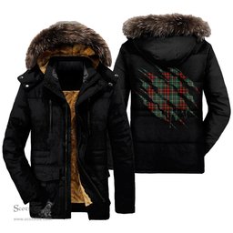 ScotsTee Shop Scottish MacDiarmid Modern Clan Tartan Scratch Tartan Faux Fur Hooded Parka Jacket