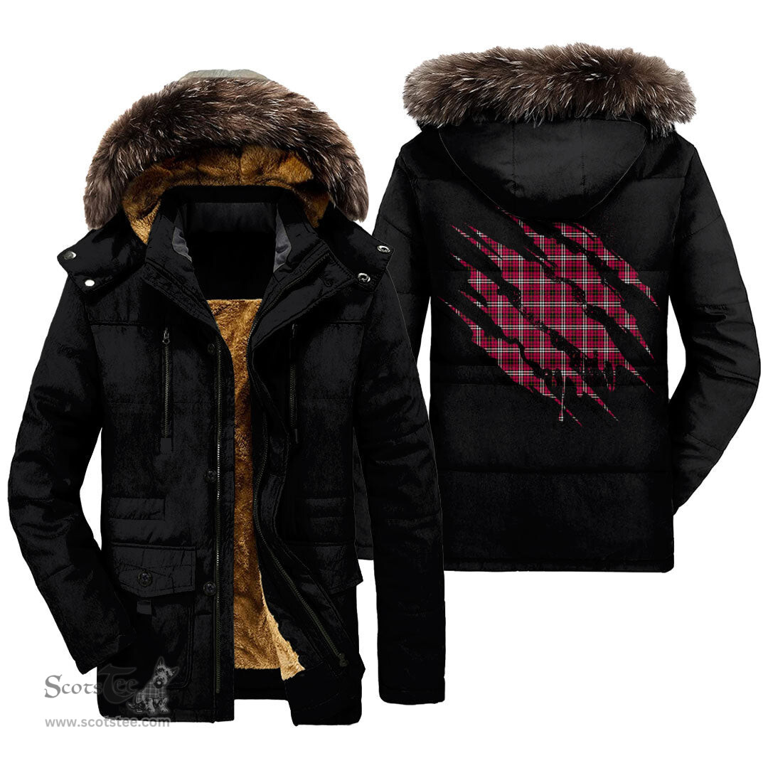 ScotsTee Shop Scottish Little Clan Tartan Scratch Tartan Faux Fur Hooded Parka Jacket