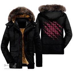 ScotsTee Shop Scottish Little Clan Tartan Scratch Tartan Faux Fur Hooded Parka Jacket