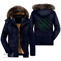 ScotsTee Shop Scottish Lockhart Modern Clan Tartan Scratch Tartan Faux Fur Hooded Parka Jacket