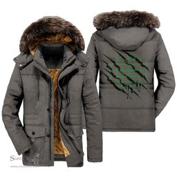 ScotsTee Shop Scottish MacKintosh Hunting Ancient Clan Tartan Scratch Tartan Faux Fur Hooded Parka Jacket