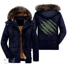 ScotsTee Shop Scottish MacKintosh Hunting Ancient Clan Tartan Scratch Tartan Faux Fur Hooded Parka Jacket