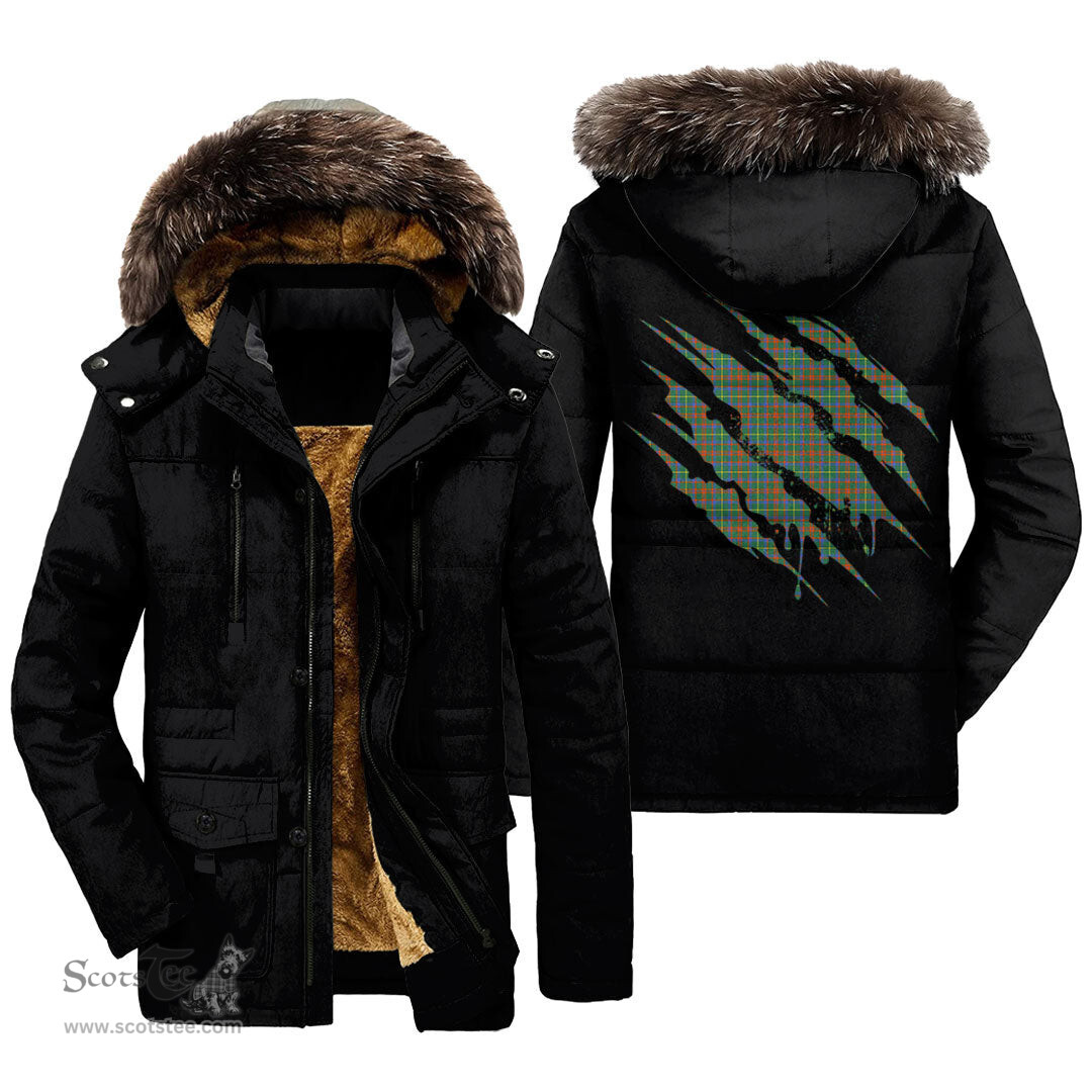ScotsTee Shop Scottish MacKintosh Hunting Ancient Clan Tartan Scratch Tartan Faux Fur Hooded Parka Jacket