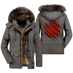 ScotsTee Shop Scottish MacDonnell of Keppoch Modern Clan Tartan Scratch Tartan Faux Fur Hooded Parka Jacket