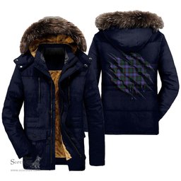 ScotsTee Shop Scottish Hunter Modern Clan Tartan Scratch Tartan Faux Fur Hooded Parka Jacket