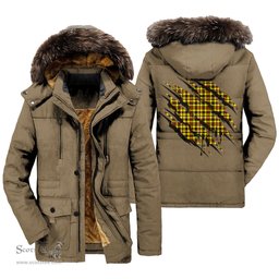 ScotsTee Shop Scottish Jardine Clan Tartan Scratch Tartan Faux Fur Hooded Parka Jacket