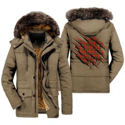 ScotsTee Shop Scottish Hay Modern Clan Tartan Scratch Tartan Faux Fur Hooded Parka Jacket