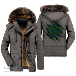 ScotsTee Shop Scottish Henderson Modern Clan Tartan Scratch Tartan Faux Fur Hooded Parka Jacket