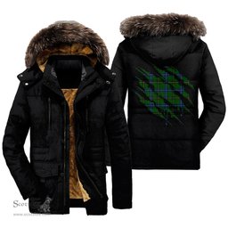 ScotsTee Shop Scottish Henderson Modern Clan Tartan Scratch Tartan Faux Fur Hooded Parka Jacket