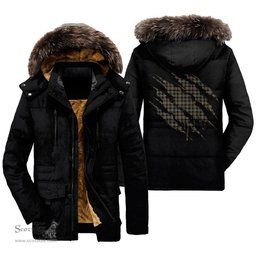 ScotsTee Shop Scottish MacKenzie Weathered Clan Tartan Scratch Tartan Faux Fur Hooded Parka Jacket