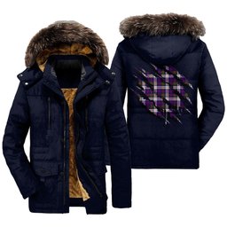 ScotsTee Shop Scottish MacDonald Dress Modern Clan Tartan Scratch Tartan Faux Fur Hooded Parka Jacket