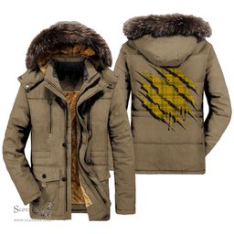 ScotsTee Shop Scottish Houston Clan Tartan Scratch Tartan Faux Fur Hooded Parka Jacket