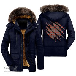 ScotsTee Shop Scottish MacFarlane Ancient Clan Tartan Scratch Tartan Faux Fur Hooded Parka Jacket
