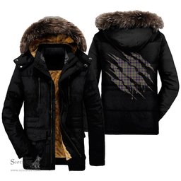 ScotsTee Shop Scottish Taylor Weathered Clan Tartan Scratch Tartan Faux Fur Hooded Parka Jacket