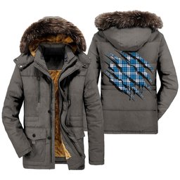 ScotsTee Shop Scottish Roberton Clan Tartan Scratch Tartan Faux Fur Hooded Parka Jacket