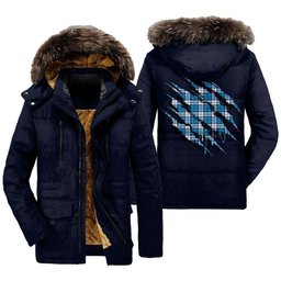 ScotsTee Shop Scottish Roberton Clan Tartan Scratch Tartan Faux Fur Hooded Parka Jacket