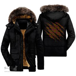 ScotsTee Shop Scottish Nithsdale District Clan Tartan Scratch Tartan Faux Fur Hooded Parka Jacket
