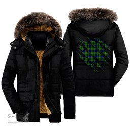 ScotsTee Shop Scottish Rollo Modern Clan Tartan Scratch Tartan Faux Fur Hooded Parka Jacket