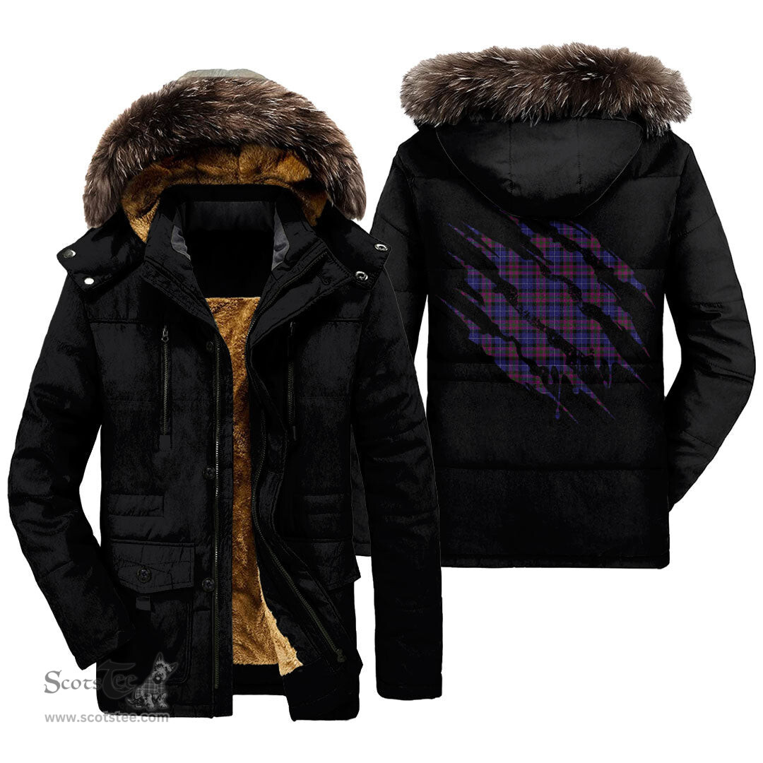 ScotsTee Shop Scottish Pride of Scotland Clan Tartan Scratch Tartan Faux Fur Hooded Parka Jacket