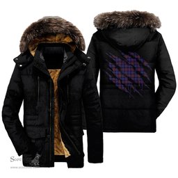 ScotsTee Shop Scottish Pride of Scotland Clan Tartan Scratch Tartan Faux Fur Hooded Parka Jacket