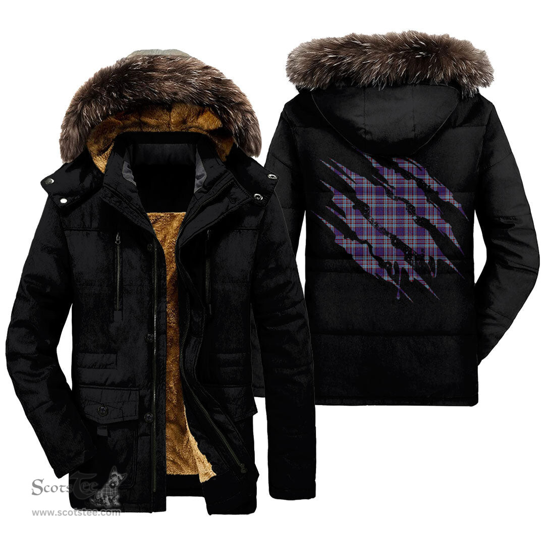 ScotsTee Shop Scottish Rcaf Clan Tartan Scratch Tartan Faux Fur Hooded Parka Jacket