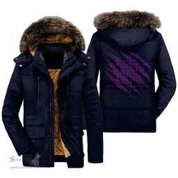 ScotsTee Shop Scottish Pride of Glencoe Clan Tartan Scratch Tartan Faux Fur Hooded Parka Jacket