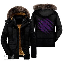 ScotsTee Shop Scottish Pride of Glencoe Clan Tartan Scratch Tartan Faux Fur Hooded Parka Jacket