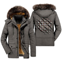 ScotsTee Shop Scottish Stewart Dress Ancient Clan Tartan Scratch Tartan Faux Fur Hooded Parka Jacket