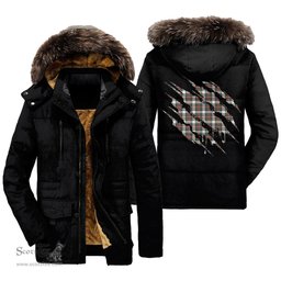 ScotsTee Shop Scottish Stewart Dress Ancient Clan Tartan Scratch Tartan Faux Fur Hooded Parka Jacket