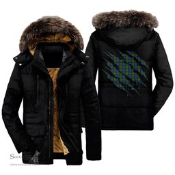 ScotsTee Shop Scottish Paterson Clan Tartan Scratch Tartan Faux Fur Hooded Parka Jacket