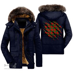 ScotsTee Shop Scottish Moncrieffe Clan Tartan Scratch Tartan Faux Fur Hooded Parka Jacket