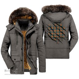 ScotsTee Shop Scottish Wilson Ancient Clan Tartan Scratch Tartan Faux Fur Hooded Parka Jacket