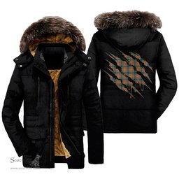 ScotsTee Shop Scottish Wilson Ancient Clan Tartan Scratch Tartan Faux Fur Hooded Parka Jacket