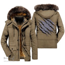 ScotsTee Shop Scottish Sir Walter Scott Clan Tartan Scratch Tartan Faux Fur Hooded Parka Jacket