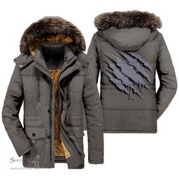 ScotsTee Shop Scottish Sir Walter Scott Clan Tartan Scratch Tartan Faux Fur Hooded Parka Jacket