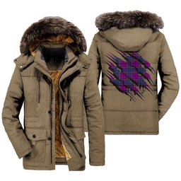ScotsTee Shop Scottish Wardlaw Modern Clan Tartan Scratch Tartan Faux Fur Hooded Parka Jacket