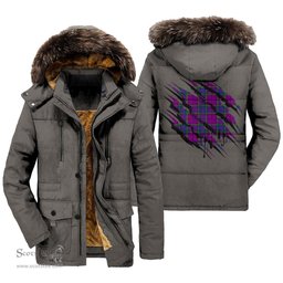 ScotsTee Shop Scottish Wardlaw Modern Clan Tartan Scratch Tartan Faux Fur Hooded Parka Jacket