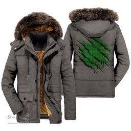 ScotsTee Shop Scottish Wexford County Clan Tartan Scratch Tartan Faux Fur Hooded Parka Jacket