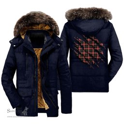 ScotsTee Shop Scottish Norwegian Night Clan Tartan Scratch Tartan Faux Fur Hooded Parka Jacket