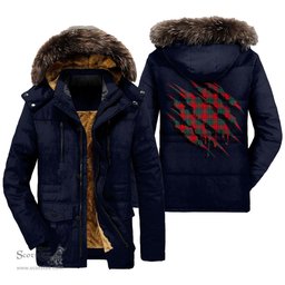 ScotsTee Shop Scottish MacPhail Clan Clan Tartan Scratch Tartan Faux Fur Hooded Parka Jacket