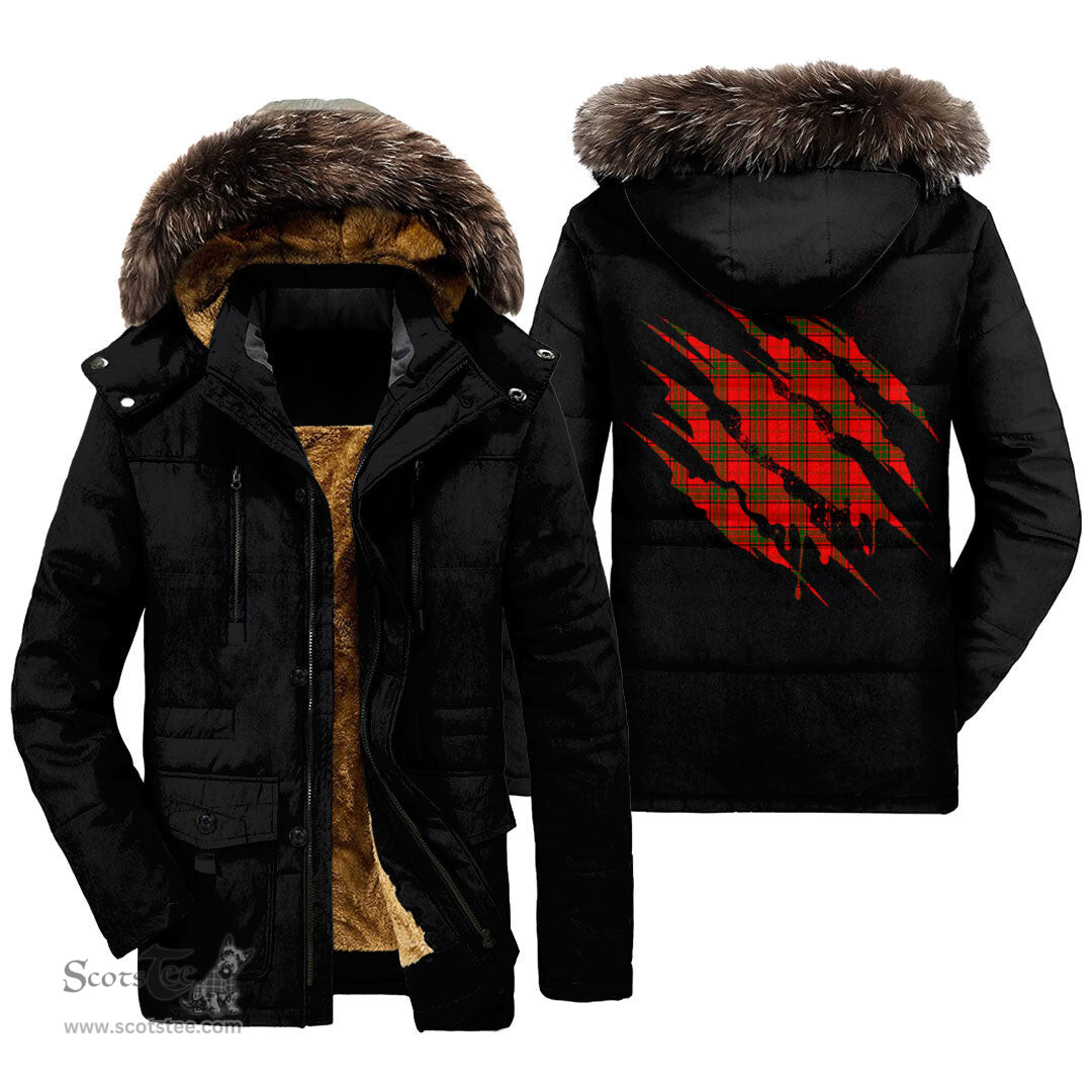 ScotsTee Shop Scottish Maxwell Modern Clan Tartan Scratch Tartan Faux Fur Hooded Parka Jacket