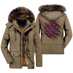 ScotsTee Shop Scottish MacTavish Modern Clan Tartan Scratch Tartan Faux Fur Hooded Parka Jacket