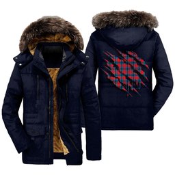 ScotsTee Shop Scottish MacTavish Modern Clan Tartan Scratch Tartan Faux Fur Hooded Parka Jacket