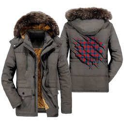 ScotsTee Shop Scottish MacTavish Modern Clan Tartan Scratch Tartan Faux Fur Hooded Parka Jacket