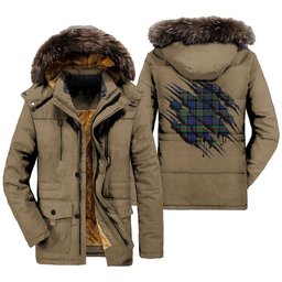 ScotsTee Shop Scottish MacPhedran Clan Tartan Scratch Tartan Faux Fur Hooded Parka Jacket