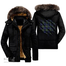 ScotsTee Shop Scottish MacPhedran Clan Tartan Scratch Tartan Faux Fur Hooded Parka Jacket